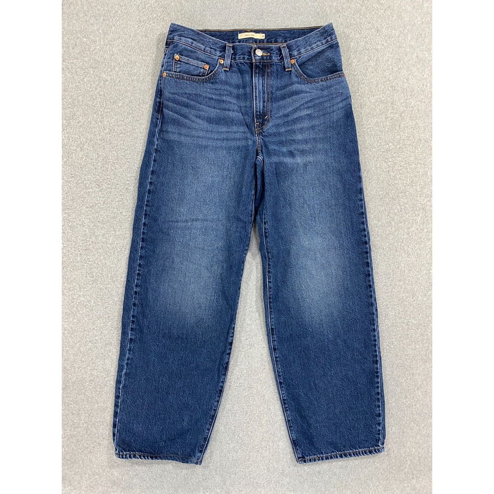 Levis Premium Baggy Dad Jeans Women 28 Blue Relaxed Wide Leg Denim 90s Y2K READ